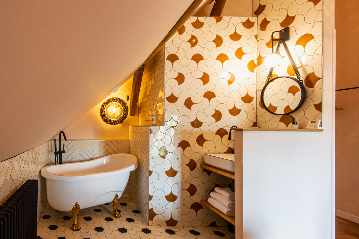 Chambre salle de bain Ferme d'Armenon