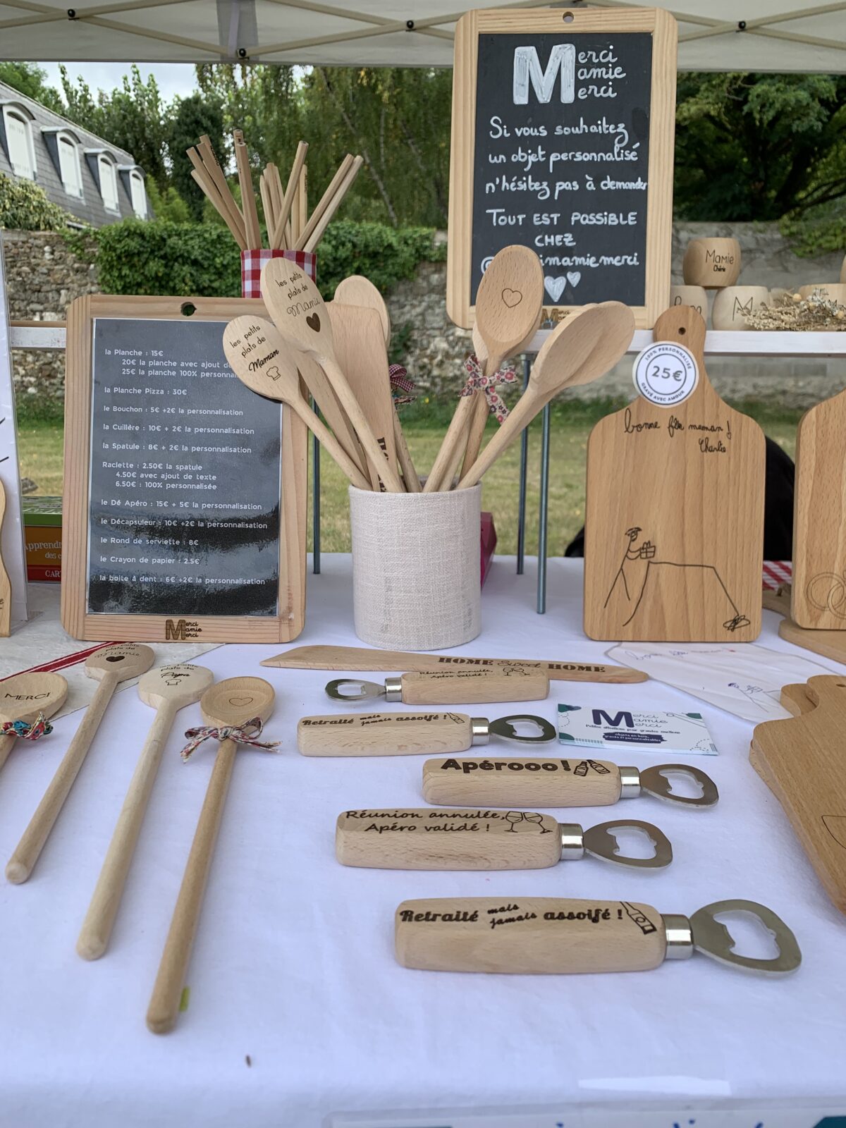 stand merci mamie merci personnalisation objet bois gravure laser 4